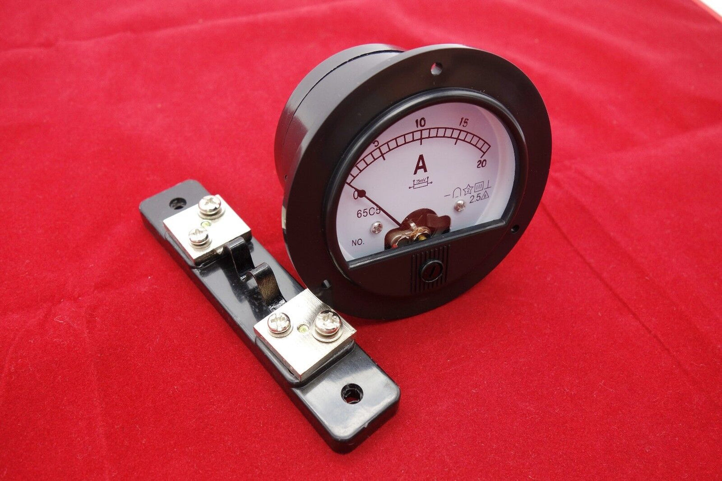 DC 0-20A Round Analog Ammeter Panel AMP Current Meter Dia. 90mm with shunt