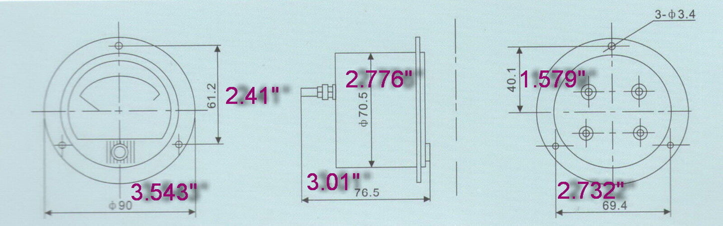 AC 0-100mA ROUND Analog Ammeter Panel AMP Current Meter Dia. 90mm direct Connect
