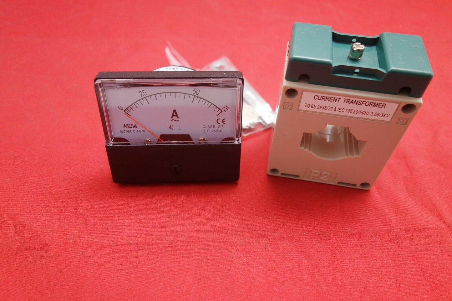 1PC AC 75A Analog Ammeter Panel AMP Current Meter 0-75A 60*70MM with transformer