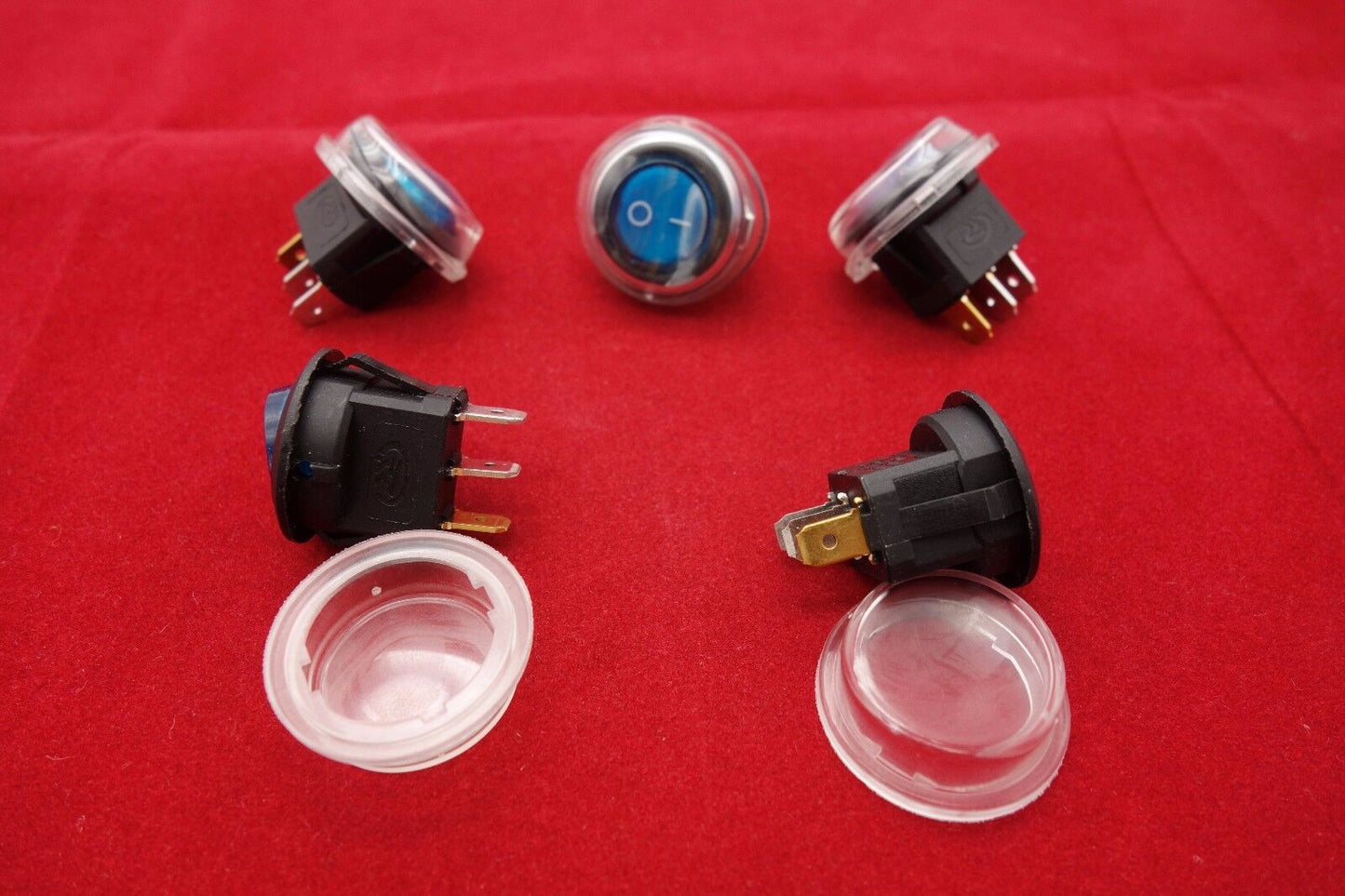 5Pcs ROUND Blue 12V Illuminated 2 Position Boat Rocker Switch Waterproof booted