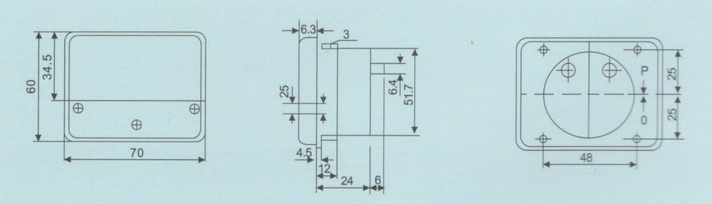 DC Minus Zero Plus -75V-+75V DH670 60*70mm Analog Voltage Analogue Panel meter