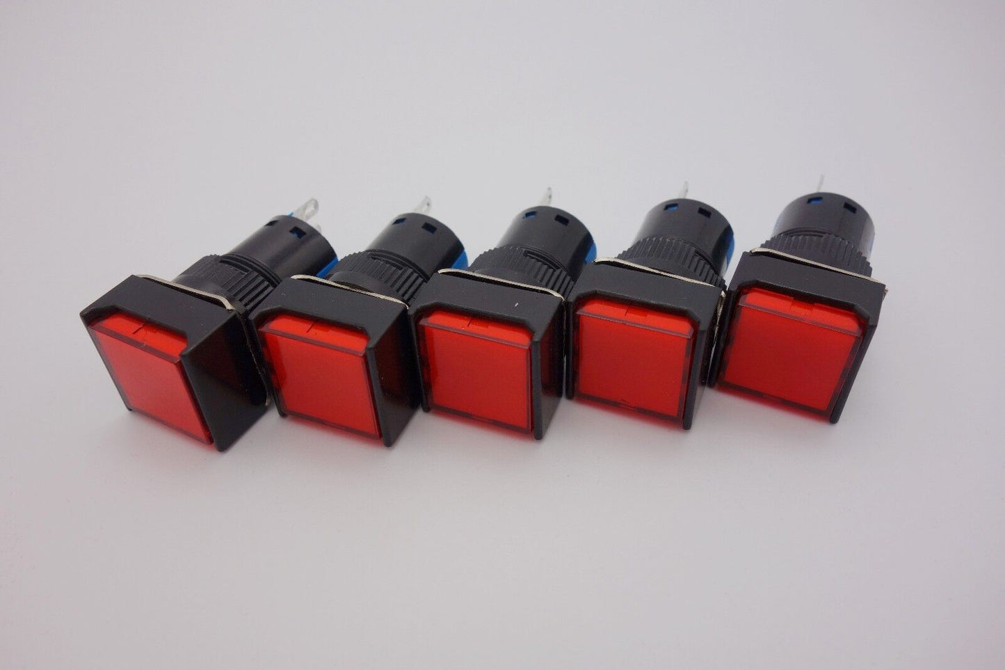 5PCS 16MM Red Square Maintained PUSH BUTTON 3 Pins 250V AC 3A / DC 30V 5A