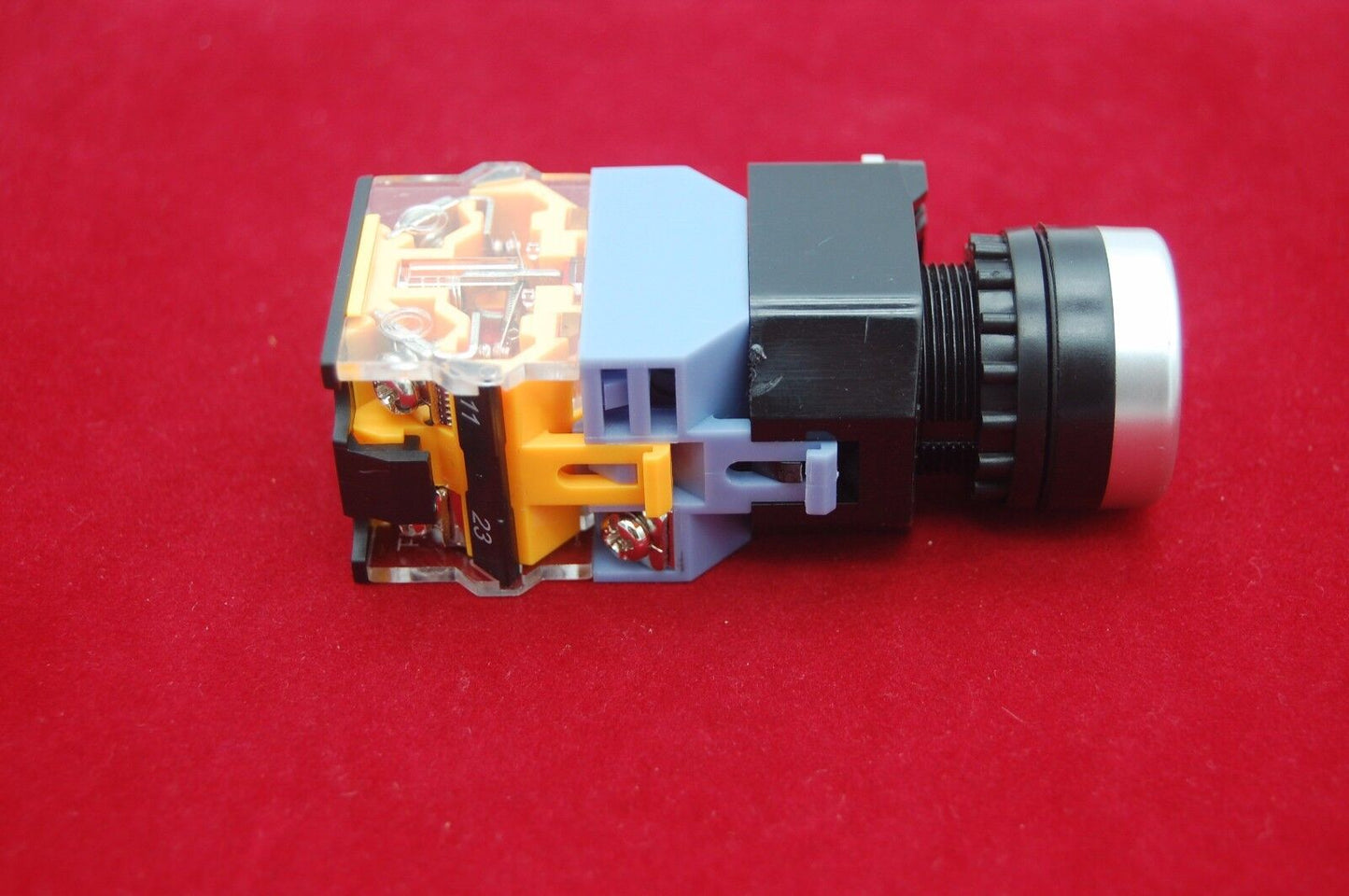 1PC 22MM Blue Maintained Latching LED Illuminated push button Plastic 220V
