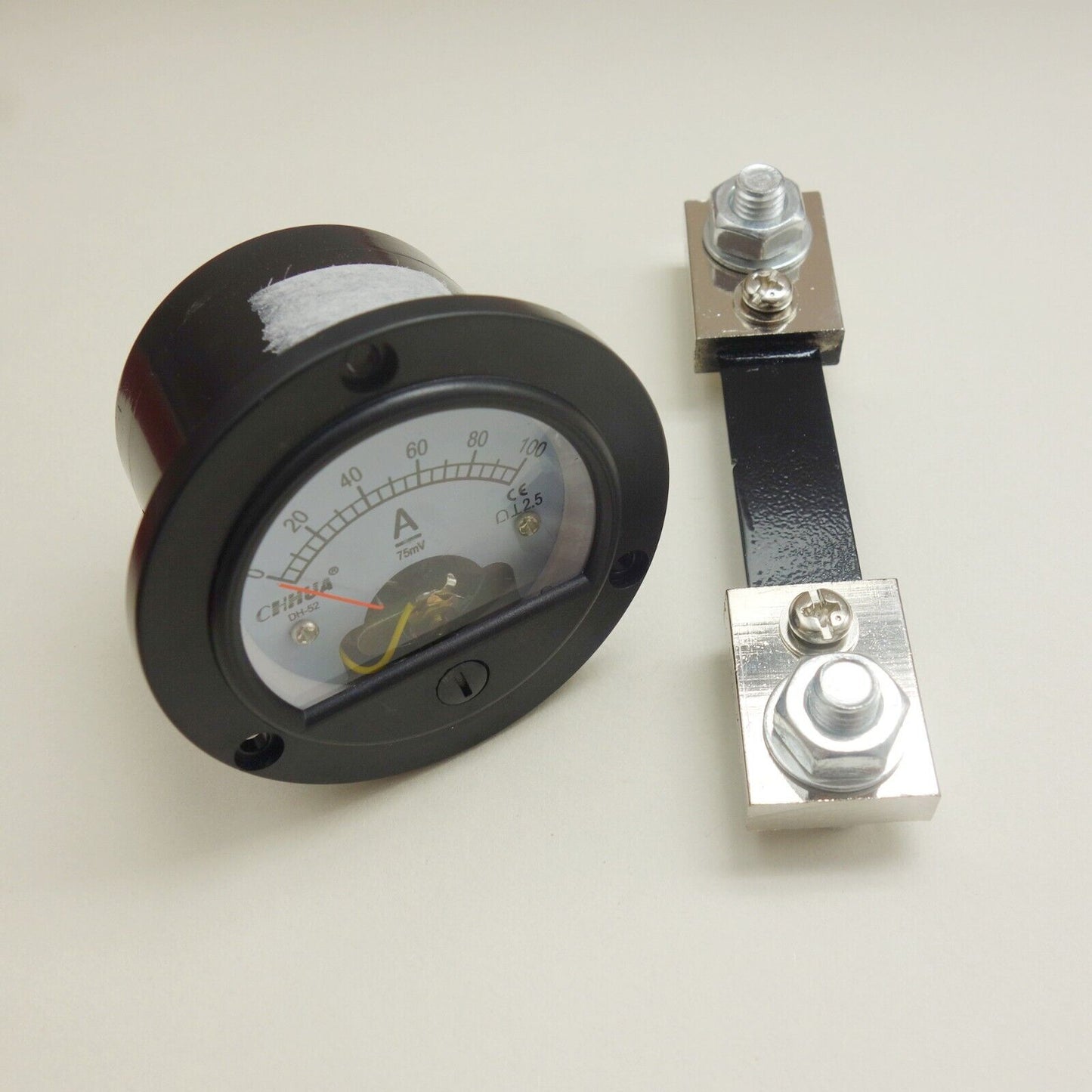 DC 0-100A Round Analog Ammeter Panel Current Meter Dia. 66.4mm DH52 with shunt