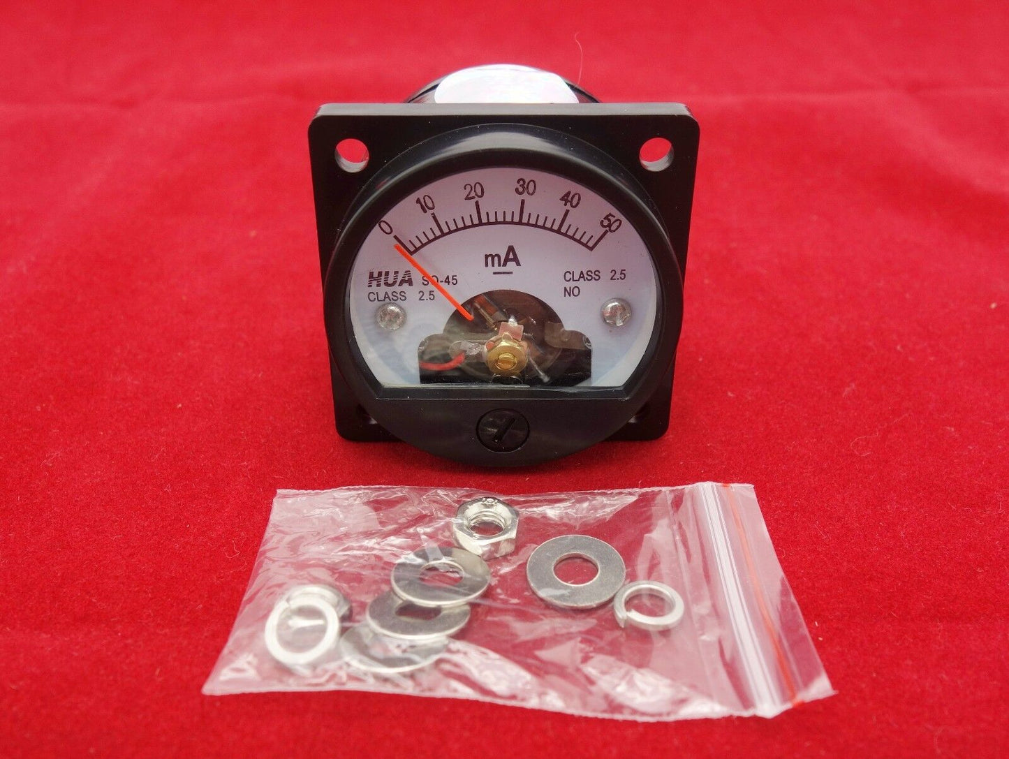 1PC DC 0-50MA Analog Ammeter Panel AMP Current Meter SO45 Cutout 45mm