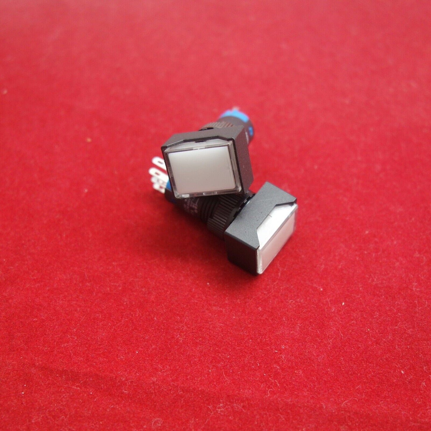 2PCS 12MM White LED ILLUMINATED Rectangular Latching PUSH BUTTON 2NO/2NC 2POLES