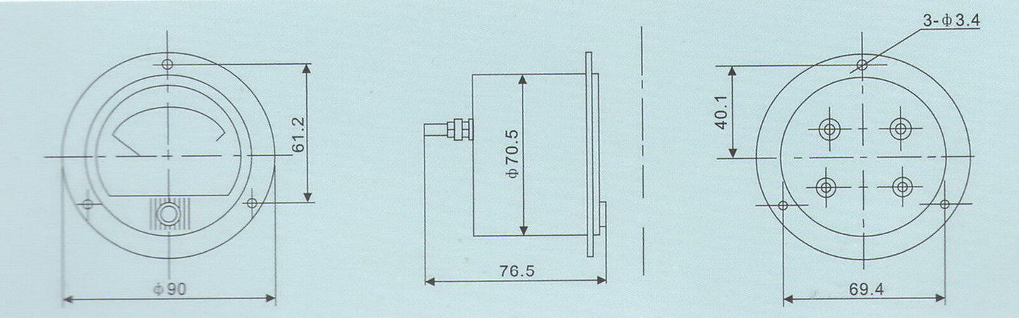 DC 0-400V Analog Voltmeter Voltage Panel meter Dia. 90mm Direct Connect