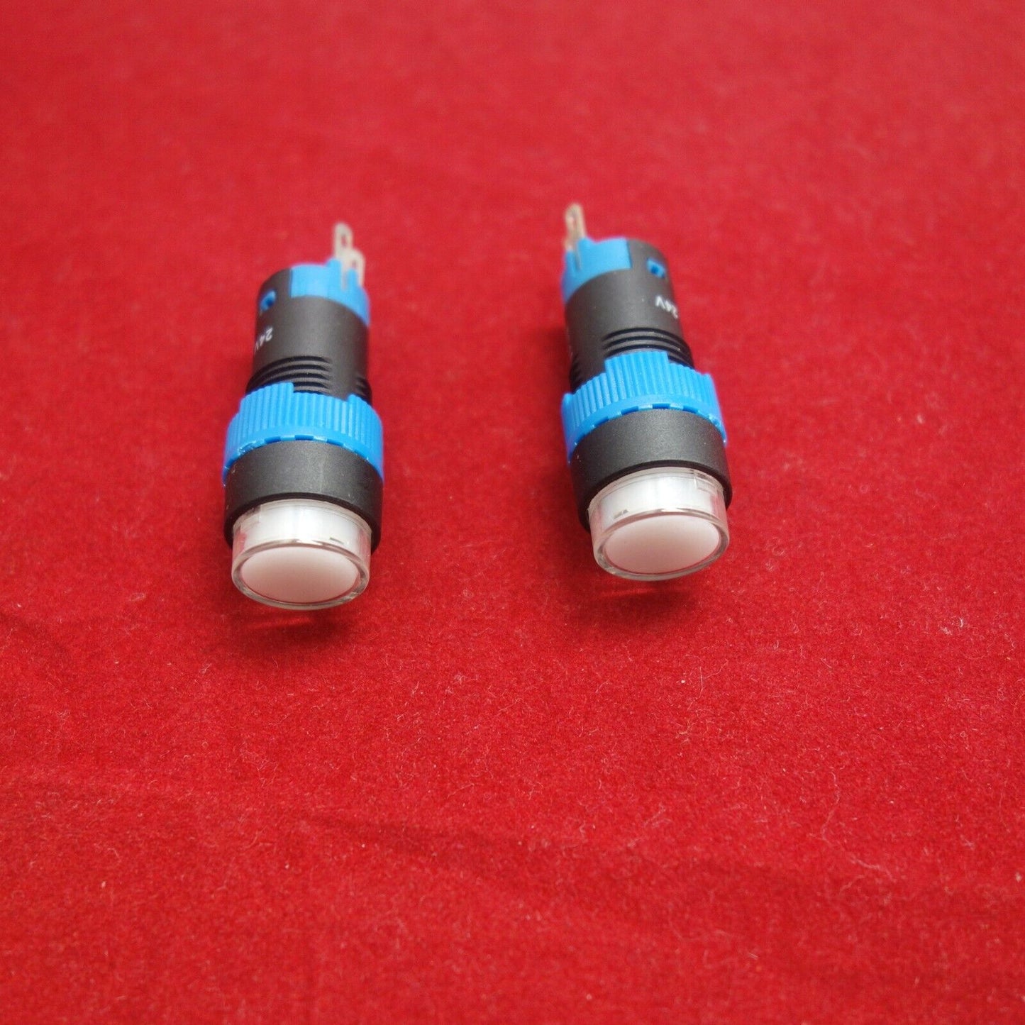 2PCS 12MM White LED ILLUMINATED ROUND Latching PUSH BUTTON 2NO/2NC 2POLES