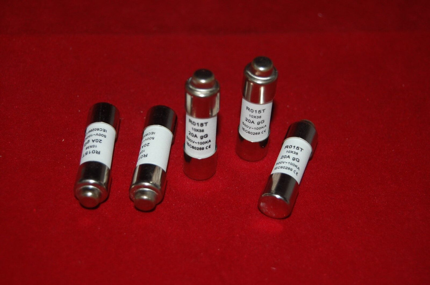5Pcs ATQR 20A 10 x 38mm Ceramic Cylindrical Fuse Links gG RO15T Time delay