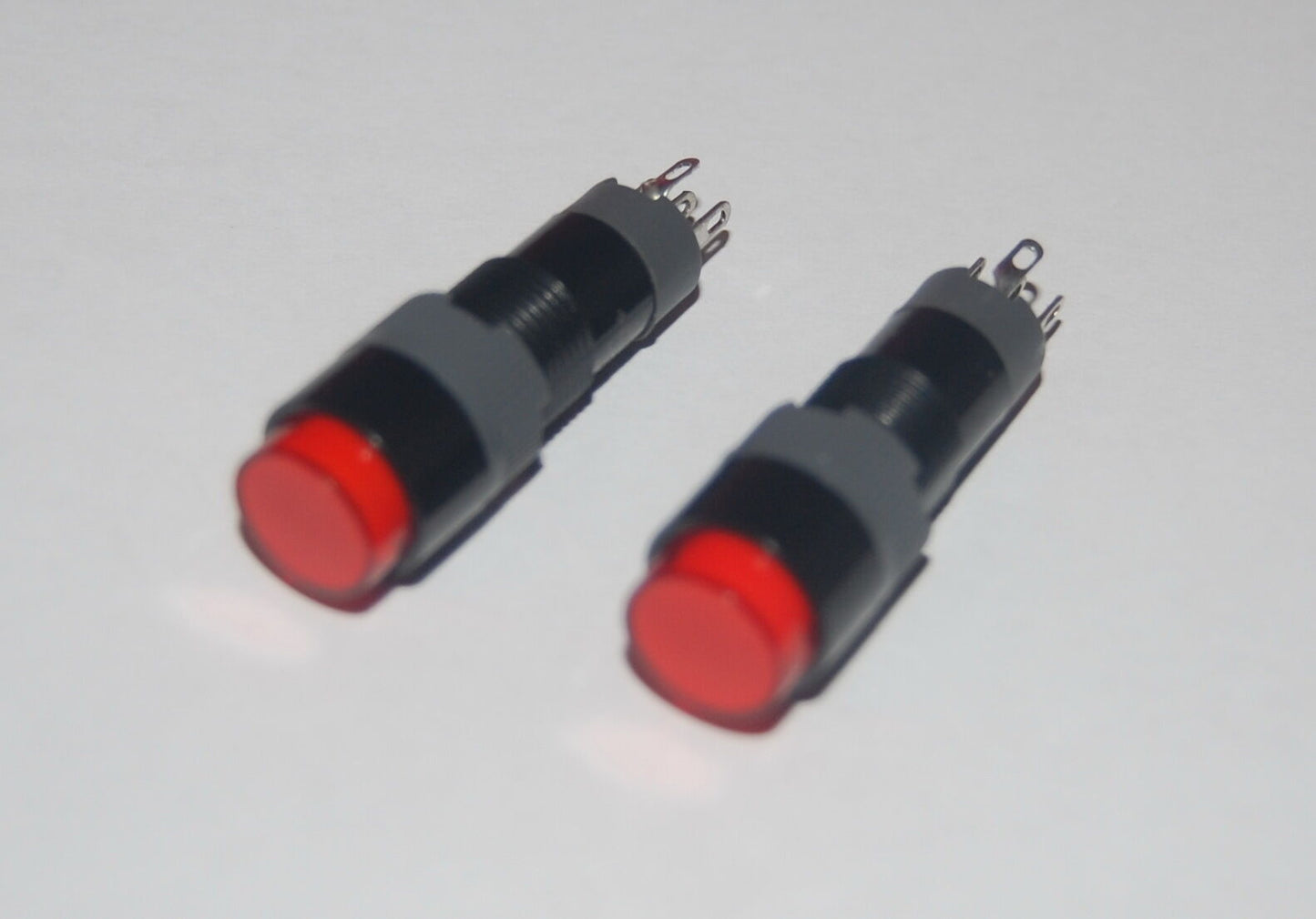 2PCS 10MM RED ROUND Momentary PUSH BUTTON LED ILLUMINATED 24V DC/AC 5 PINS