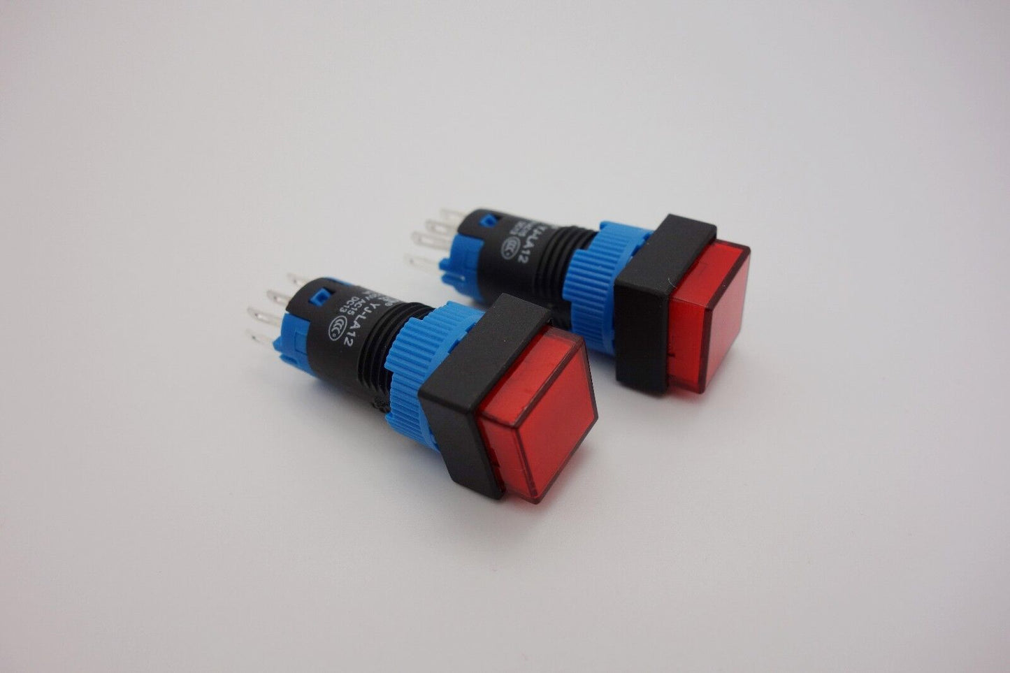 2PCS Cutout 12MM 6V Red LED ILLUMINATED Square Maintained PUSH BUTTON 5 PINS