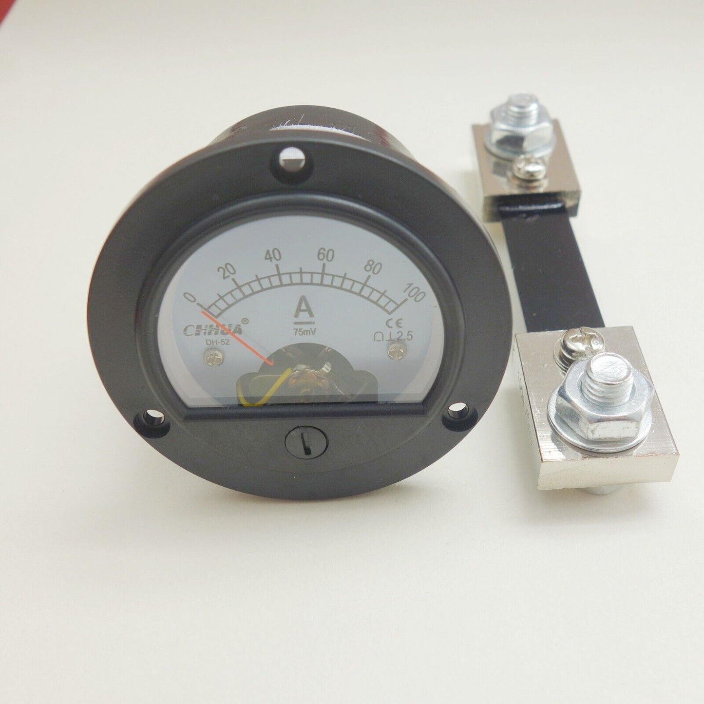 DC 0-100A Round Analog Ammeter Panel Current Meter Dia. 66.4mm DH52 with shunt