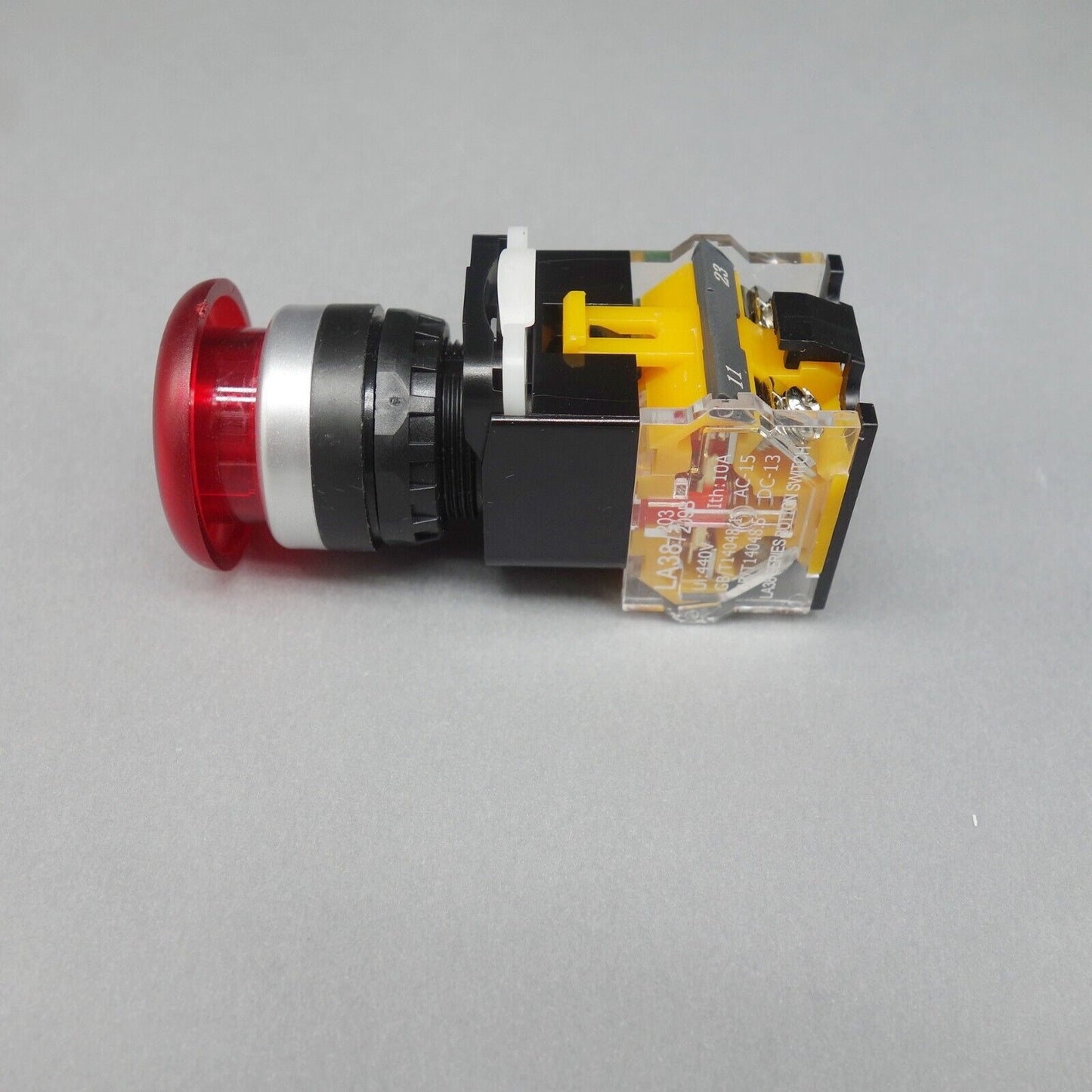 1pc Red 35mm head mushroom pushbutton Momentary 1NO/1NC Plastic LA38