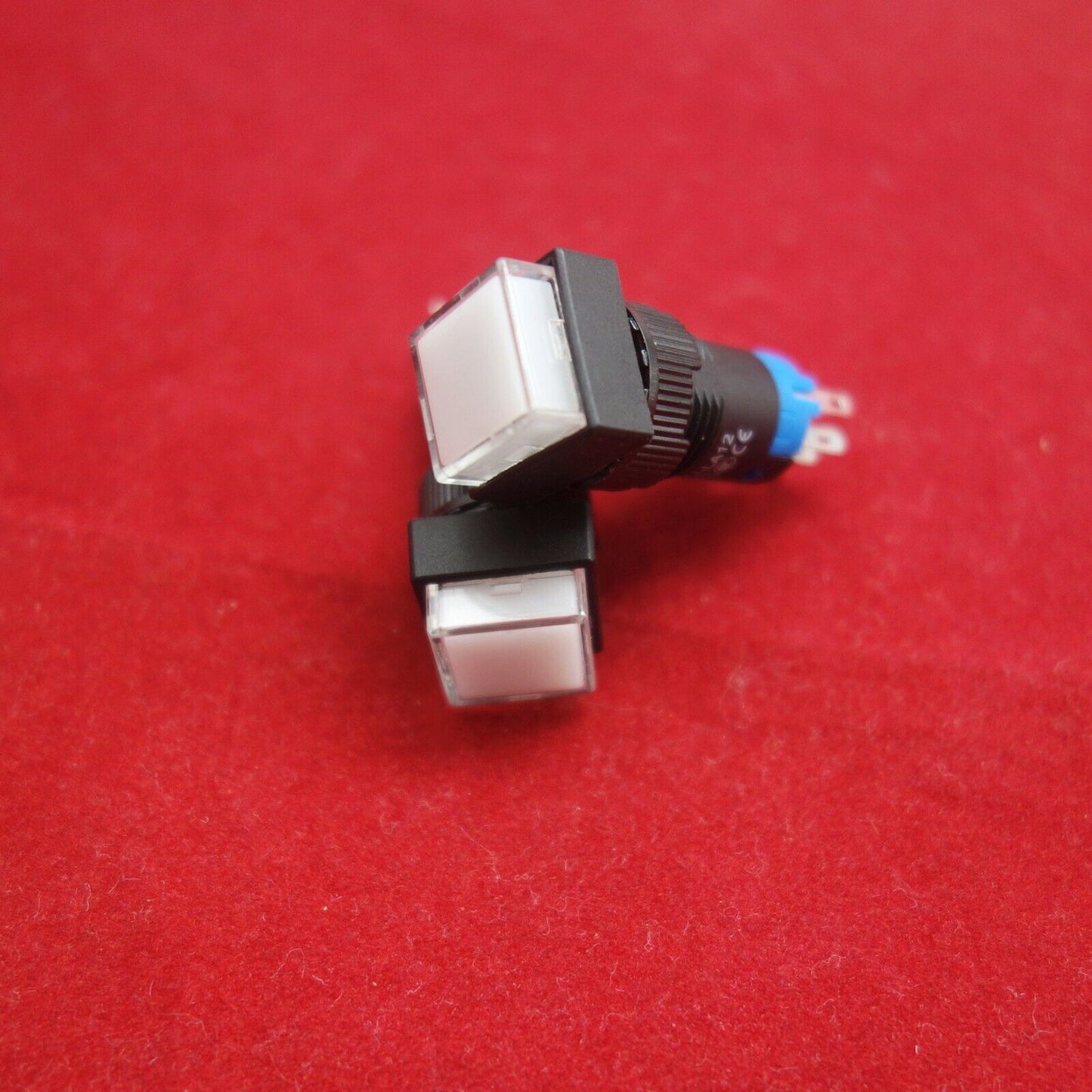 2PCS 12MM White LED ILLUMINATED Square Latching PUSH BUTTON 2NO/2NC 2POLES 8Pins