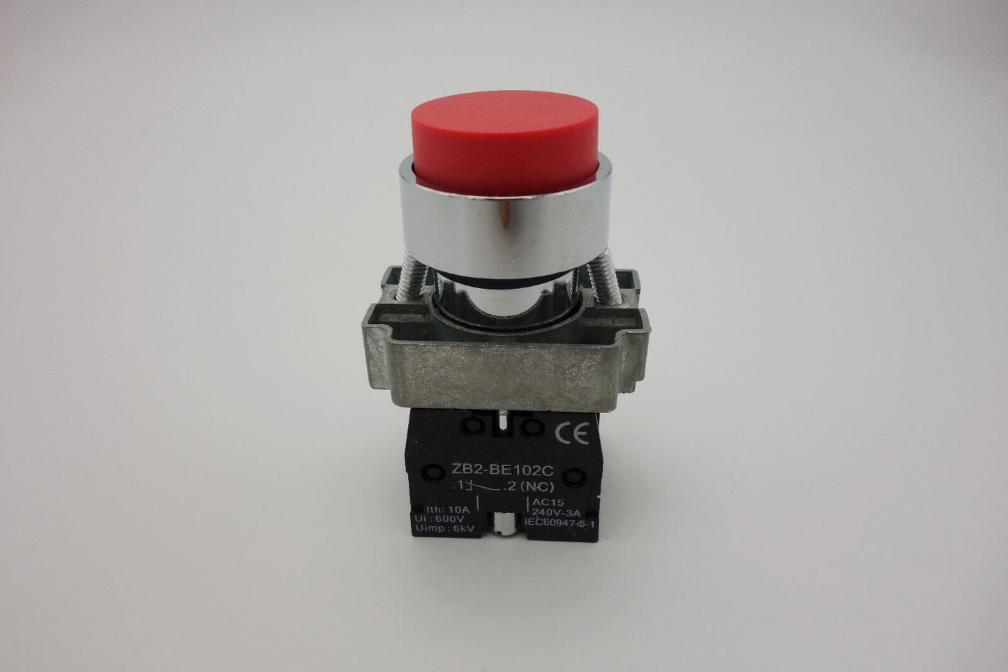 5PCS 22MM RED PUSHBUTTON SWITCH FITS XB2BL45 1NC/1NO Projecting push MOMENTARY