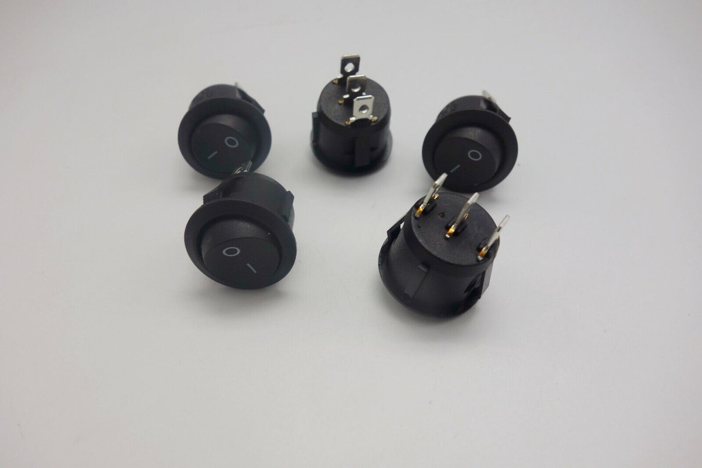 5Pcs Black Round Type 2 Position Rocker Switch 3 Pin 250V 6A