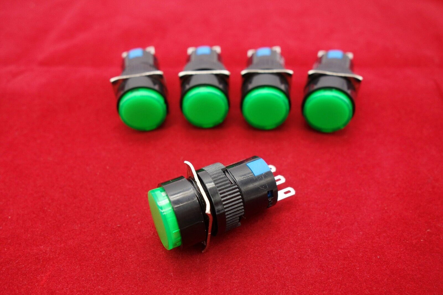 5PCS 16MM Green ROUND Momentary PUSH BUTTON SWITCH 3 PINS 250V 3A