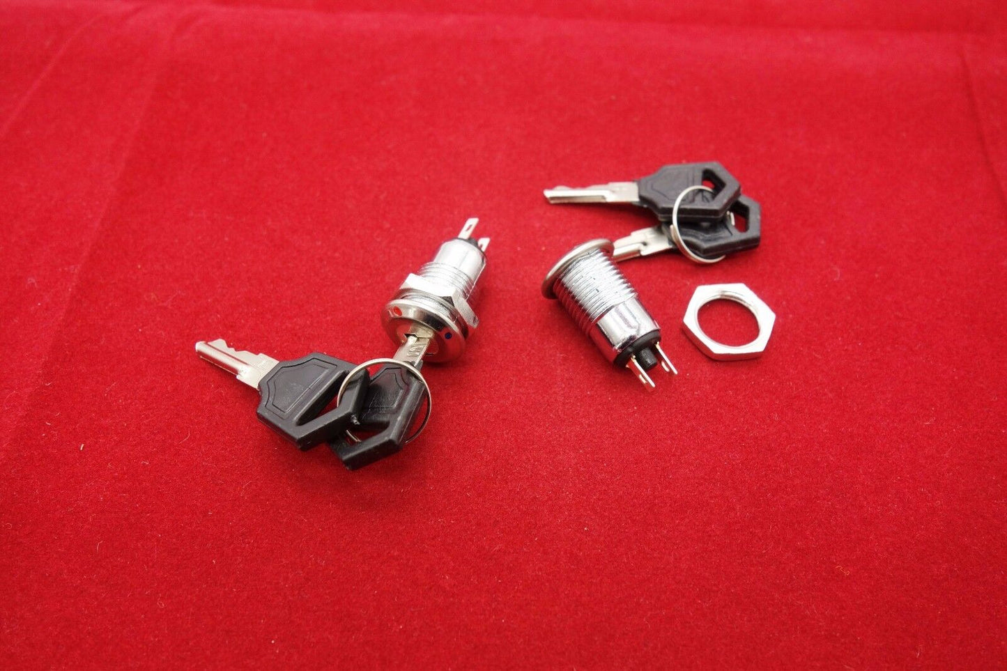 2pcs Cutout Dia. 12mm Metal On/Off Security key switch 2 position 250V AC 1A