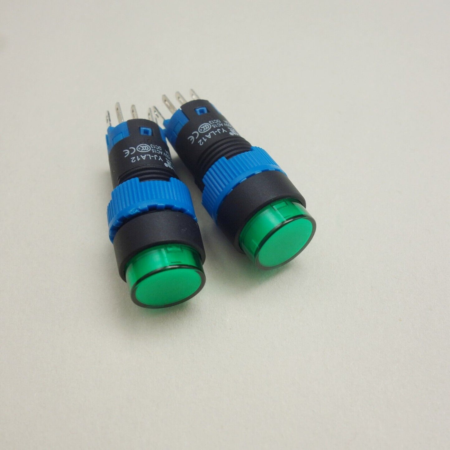 2PCS 12MM Green LED ILLUMINATED ROUND Momentary PUSH BUTTON 2NO/2NC 2POLES