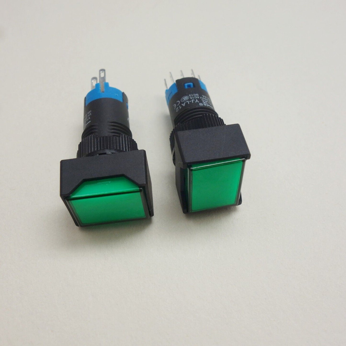 2PCS 12MM Green LED ILLUMINATED Rectangular Momentary PUSH BUTTON 2NO/2NC 2POLES