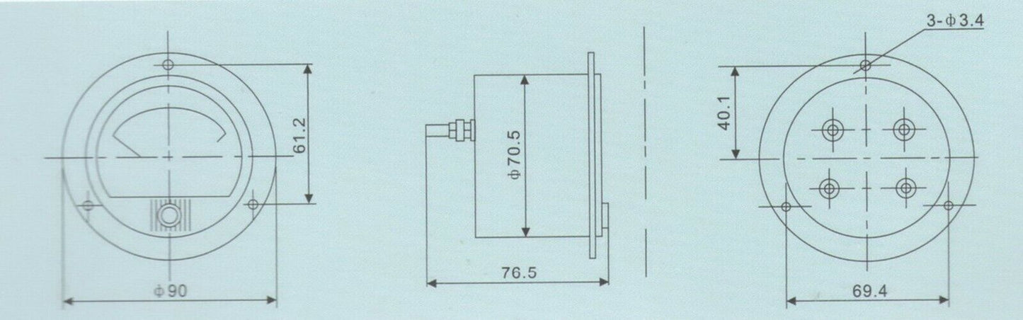 DC Minus Zero Plus -100V-+100V Dia. 66.4mm Analog Voltage Analogue Panel meter