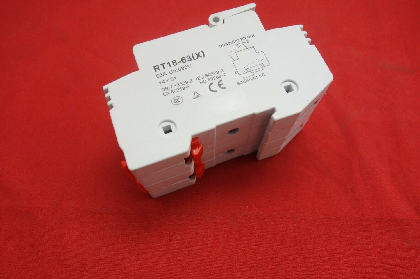 1PC 2 Pole Din Rail Mounting RT18-63 Fuse Holder for 14x51MM Fuse link