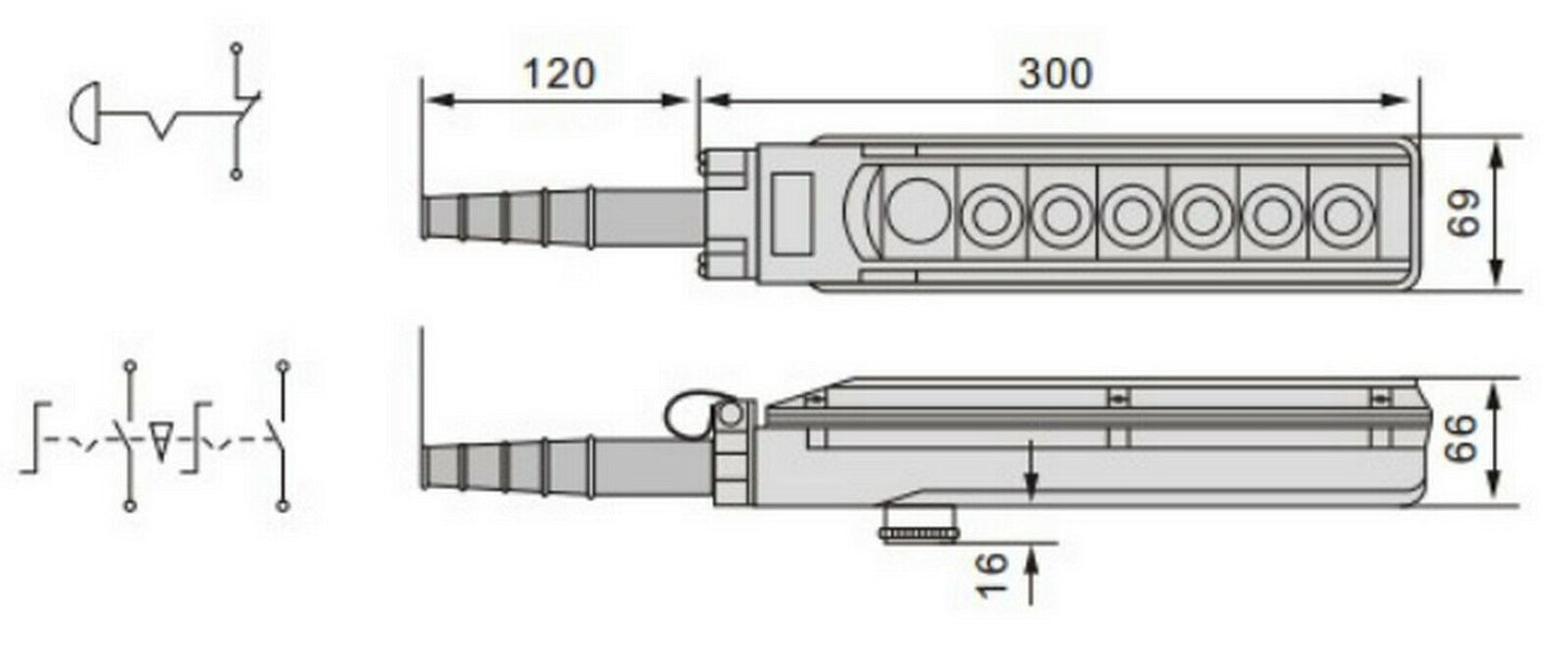COB-C2 Crane Pendant Control Station One Push Lock revolve Estop Four On button
