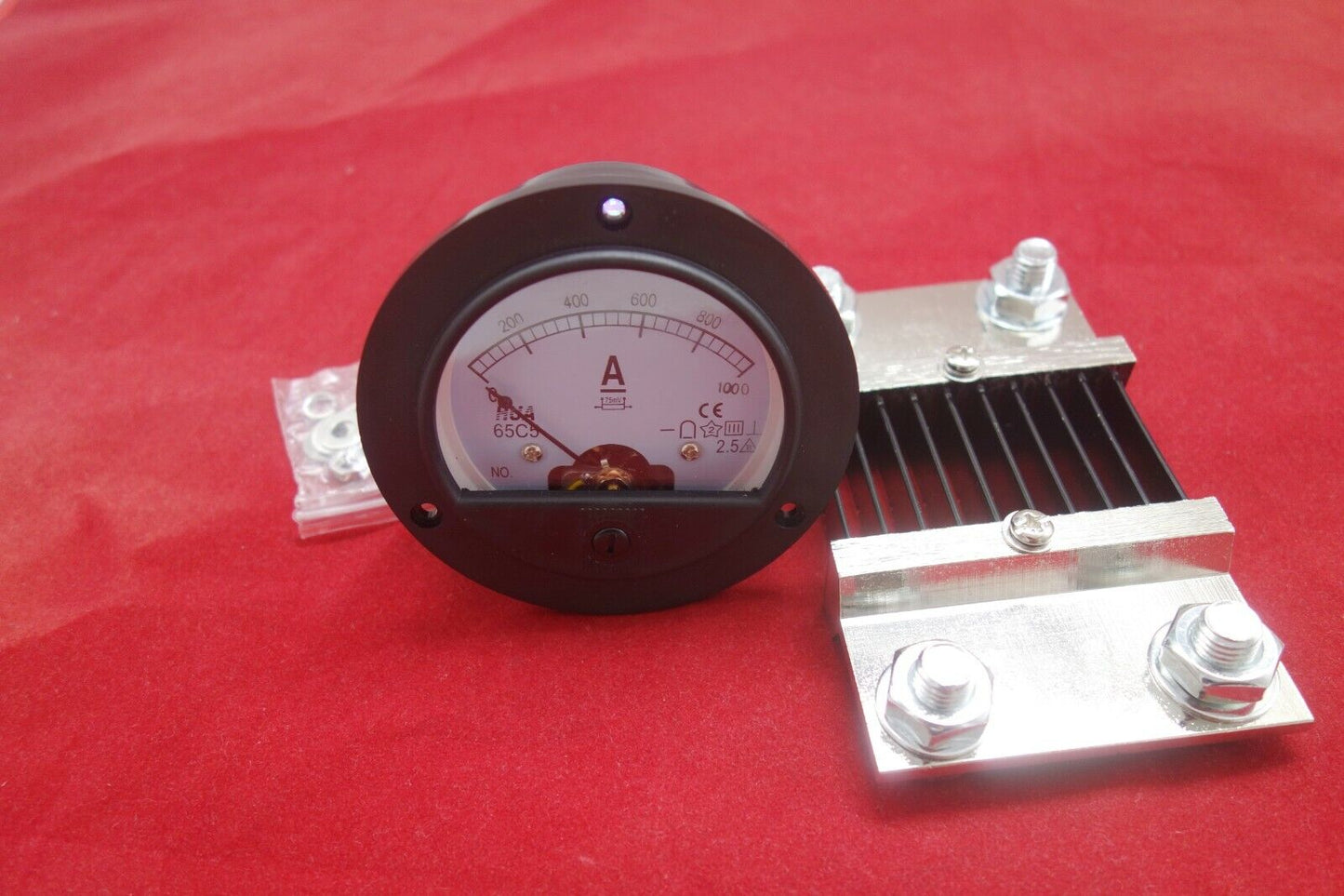 DC 1000A Round Analog Ammeter Panel AMP Current Meter Dia. 90mm with shunt