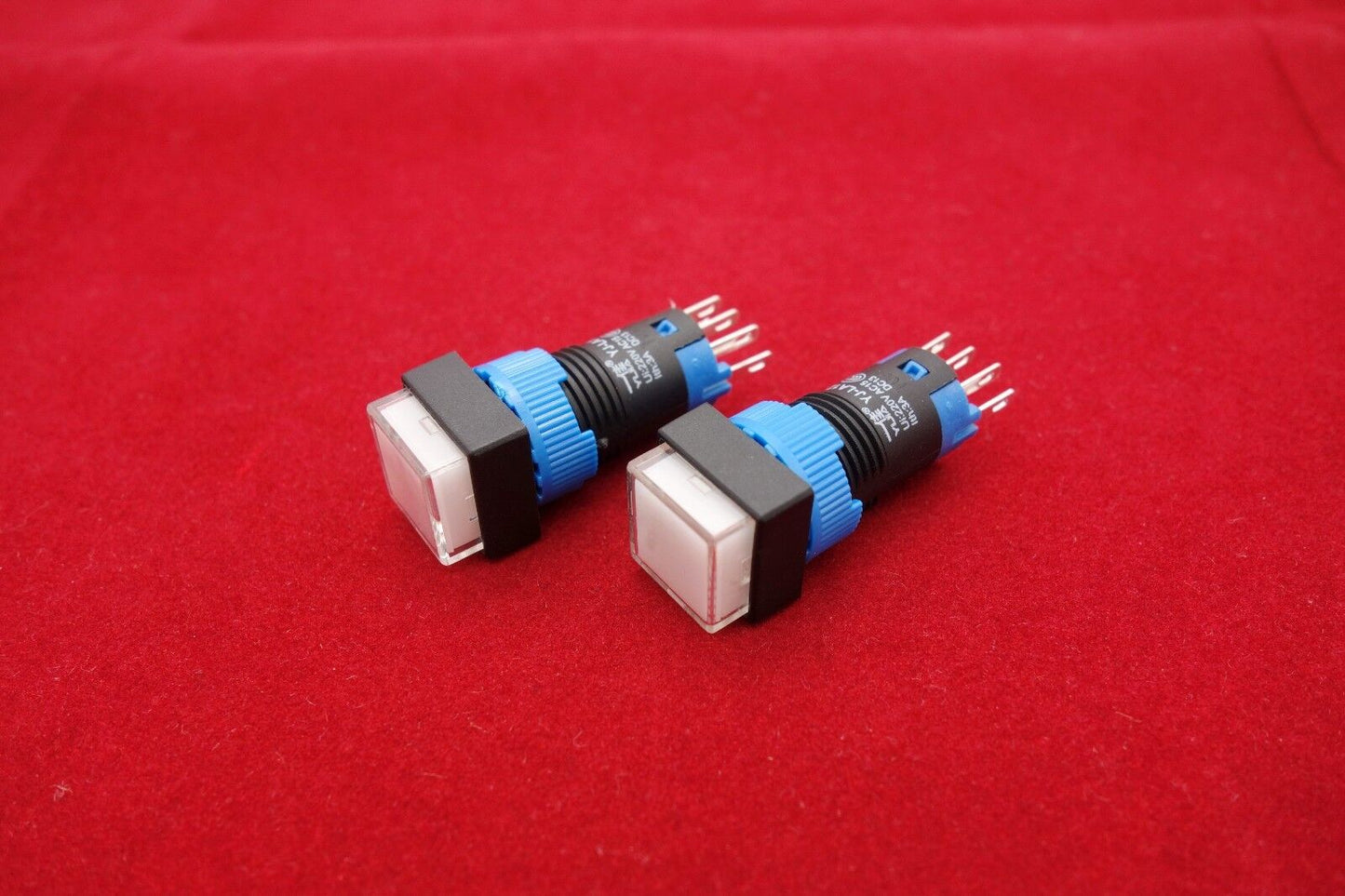 2PCS Cutout 12MM 48V White LED ILLUMINATED Square Momentary PUSH BUTTON 5 PINS
