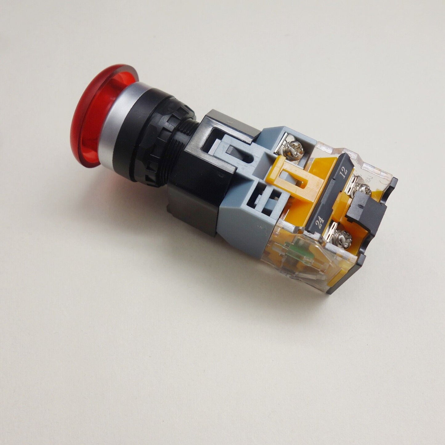 1pc 220V red Led Illuminated mushroom pushbutton Maintained Latching Plastic