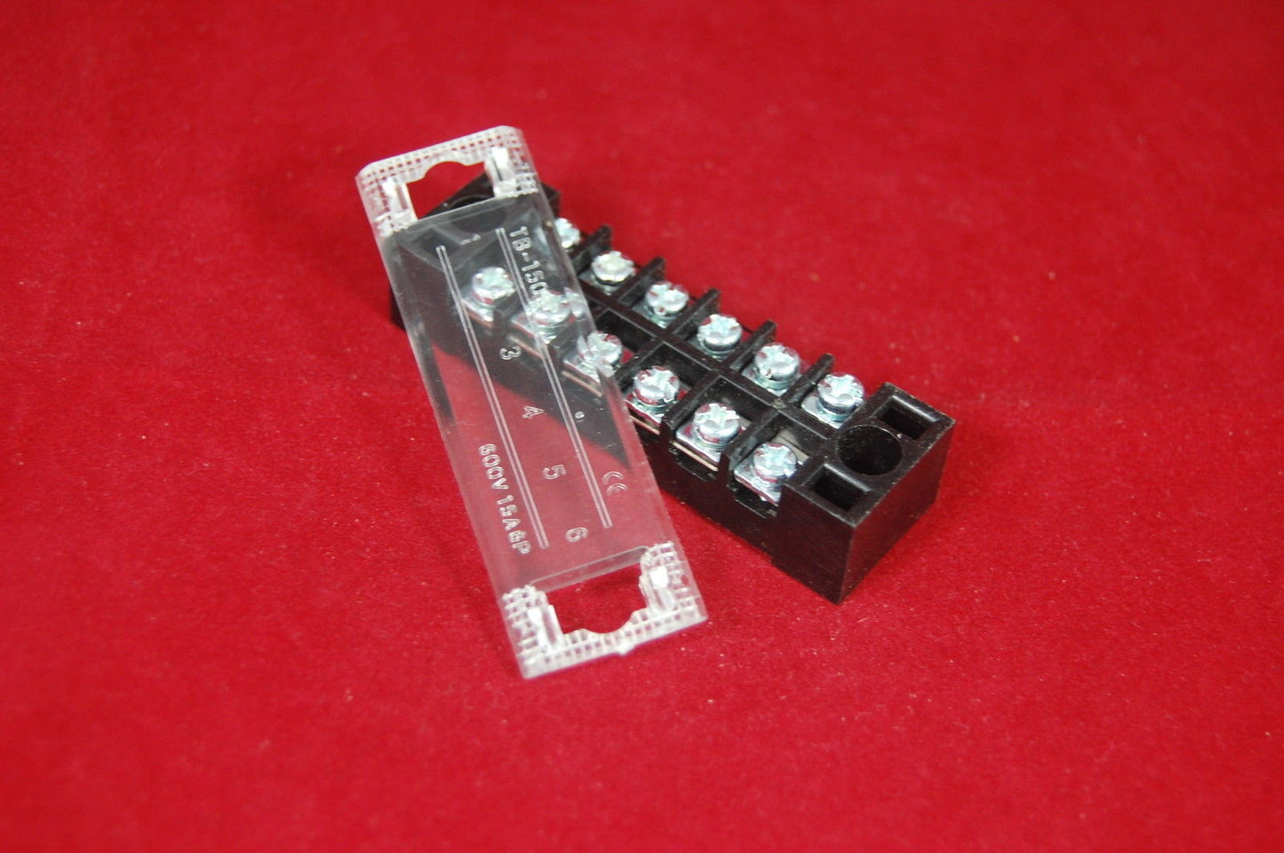 5pcs 6 Position 15A Barrier Dual Row Terminal Block/Strip w/Cover screw hole