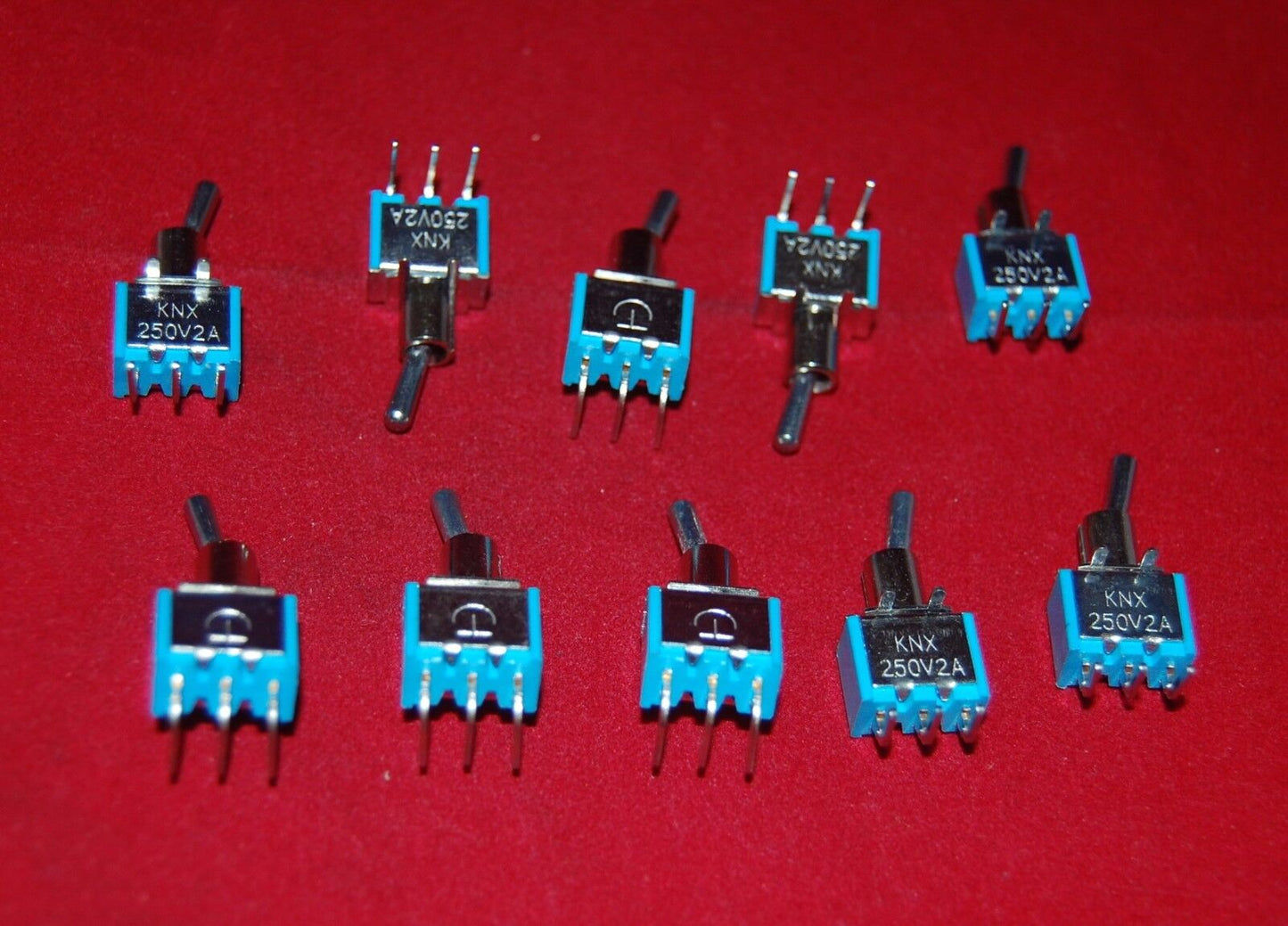 10PCS SPDT Miniature bend 3 pins Toggle Switches ON-OFF-ON Maintained 250VAC 2A