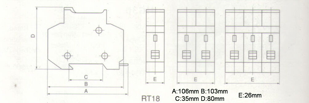 1PC 1 Pole Din Rail Mounting RT18-63 Fuse Holder for 14x51MM Fuse link