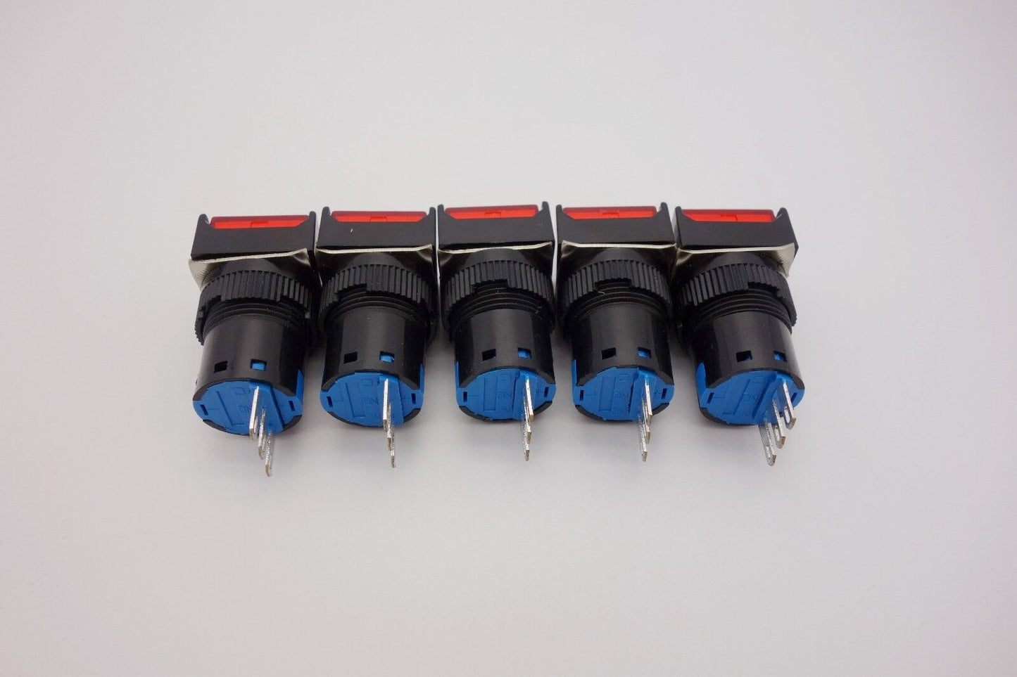 5PCS 16MM Red Square Momentary PUSH BUTTON Switch 3 Pins LA39-E11F/R