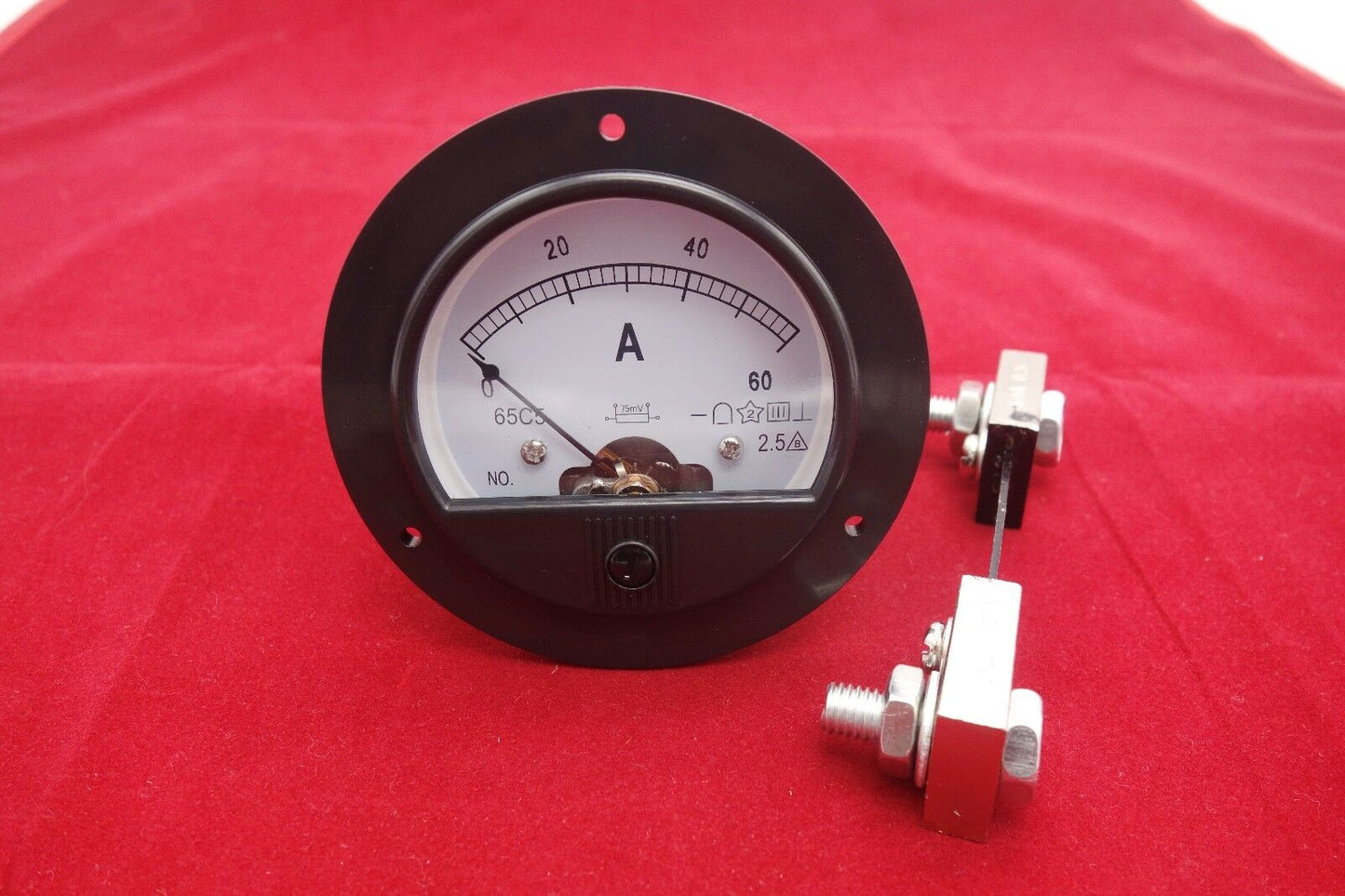 DC 0-60A Round Analog Ammeter Panel AMP Current Meter Dia. 90mm with shunt