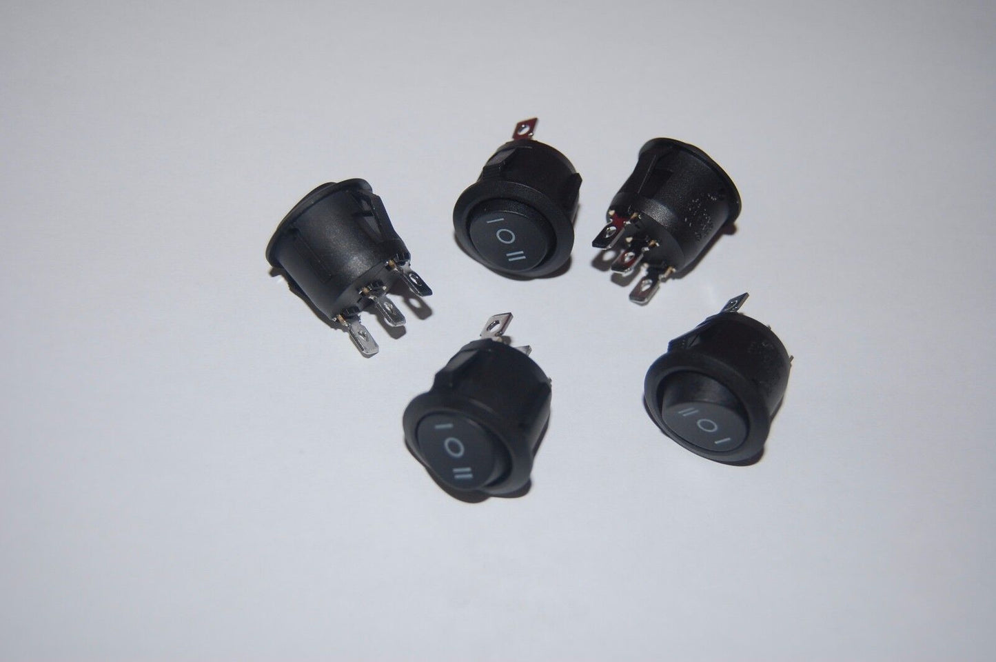 10Pcs Round 3 Position ON-OFF-ON Boat Rocker Switch 3 Pin 250V AC 6A Maintain