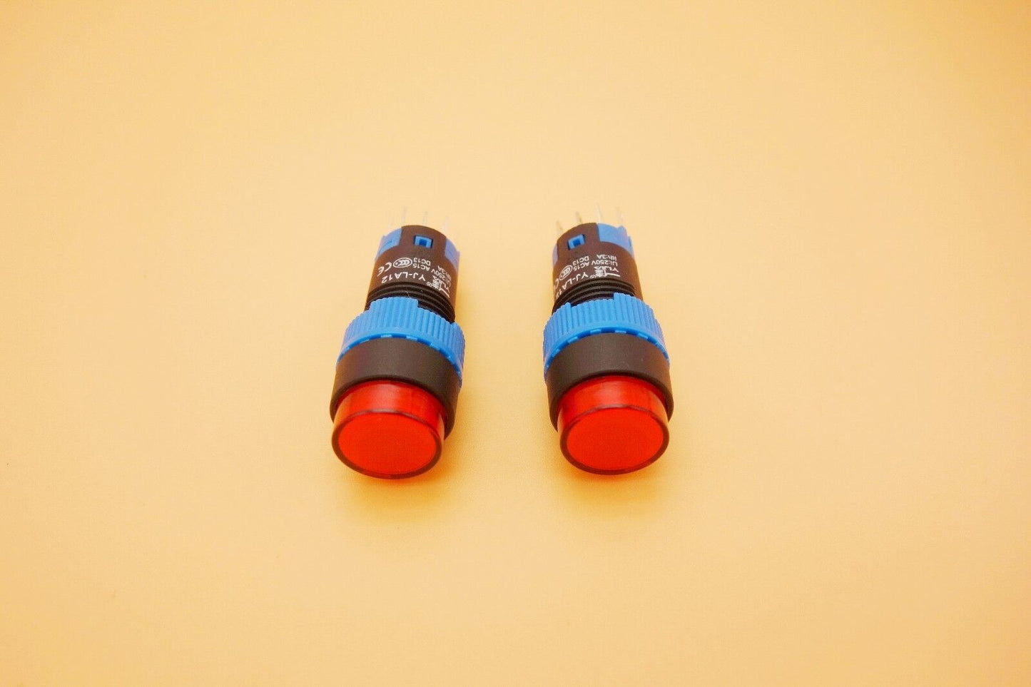 2PCS Cutout 12MM 48V Red LED ILLUMINATED Round Momentary PUSH BUTTON 5 PINS