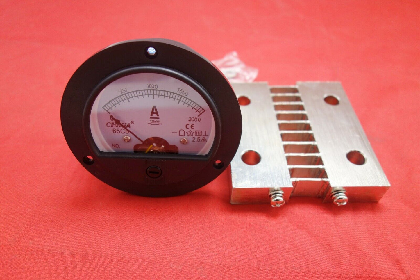 DC 2000A Round Analog Ammeter Panel AMP Current Meter Dia. 90mm with shunt