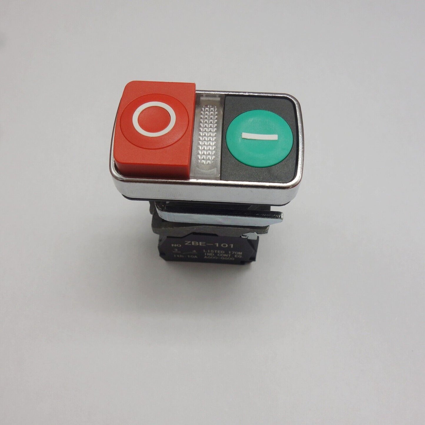 Double-headed pushbutton Fits XB4BW73731G5 Green flush, Red extended, Middle LED