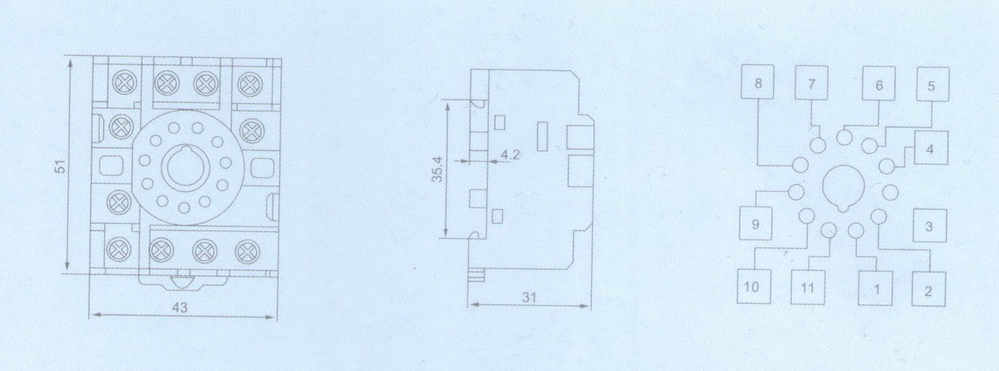 LOF OF 5PCS PF113A-E RELAY SOCKET BASE FOR MK-3P RELAY