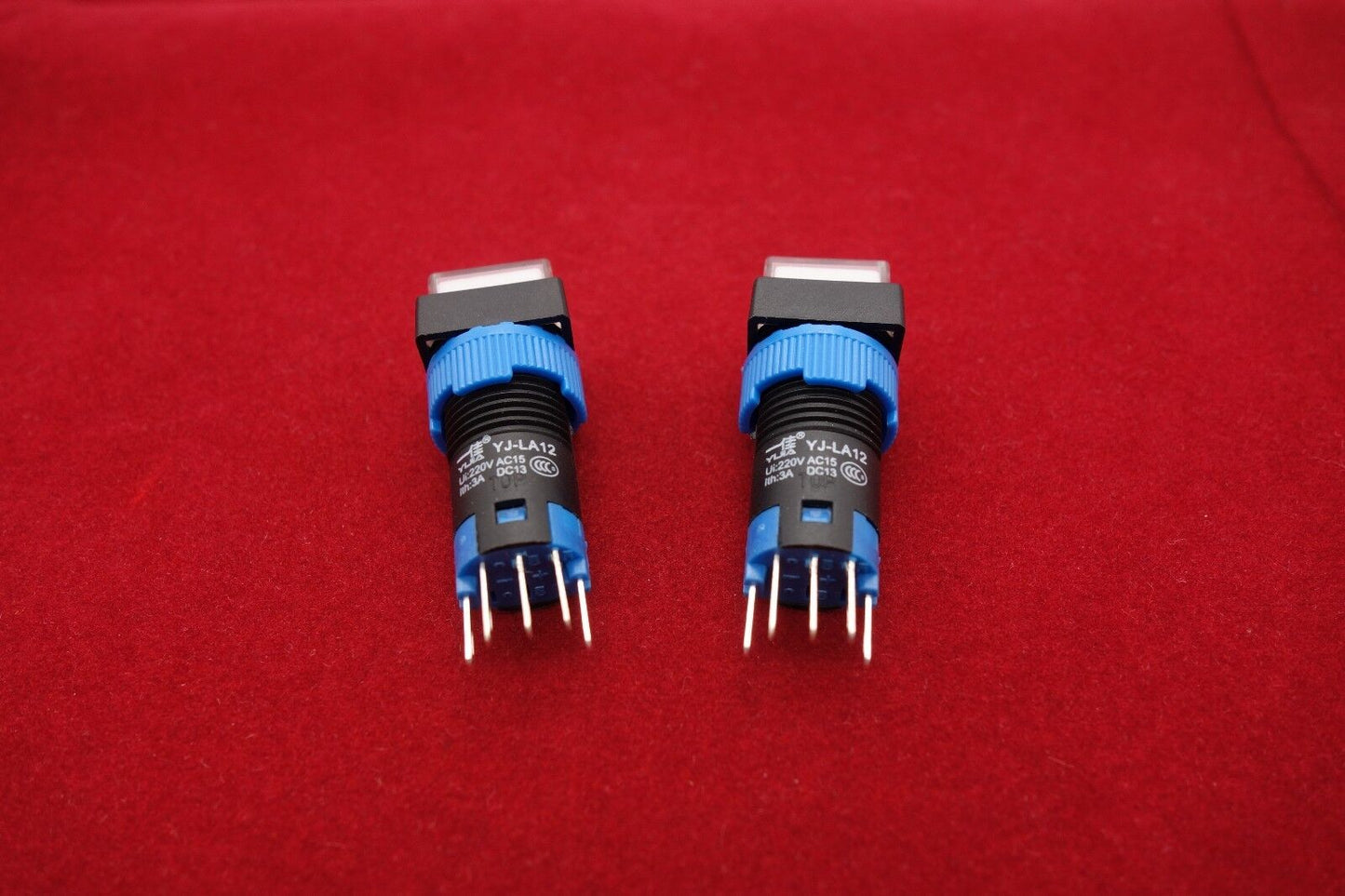 2PCS Cutout 12MM 48V White LED ILLUMINATED Square Momentary PUSH BUTTON 5 PINS