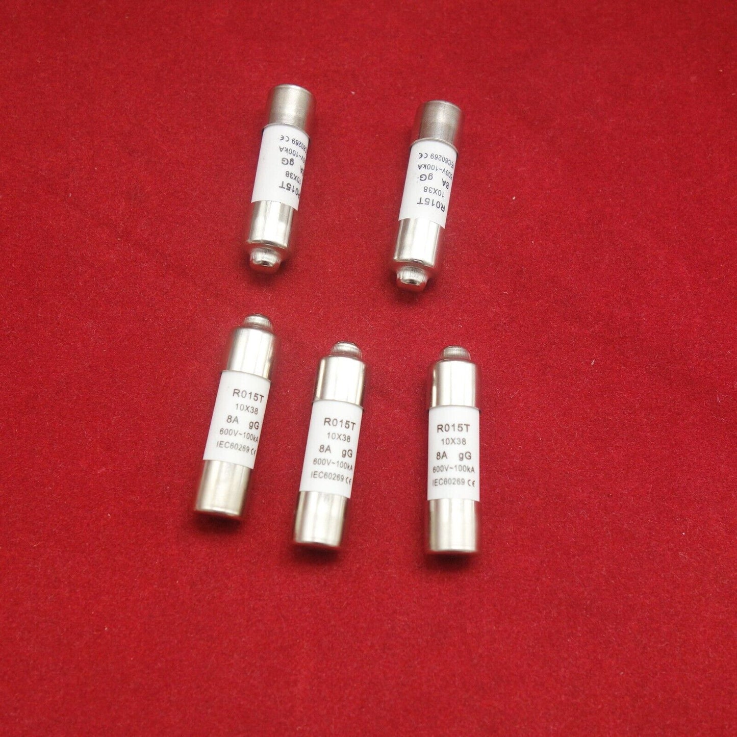 5Pcs ATQR RO15T 600V 8A 10 x 38mm Ceramic Cylindrical Fuse Links gG Time delay