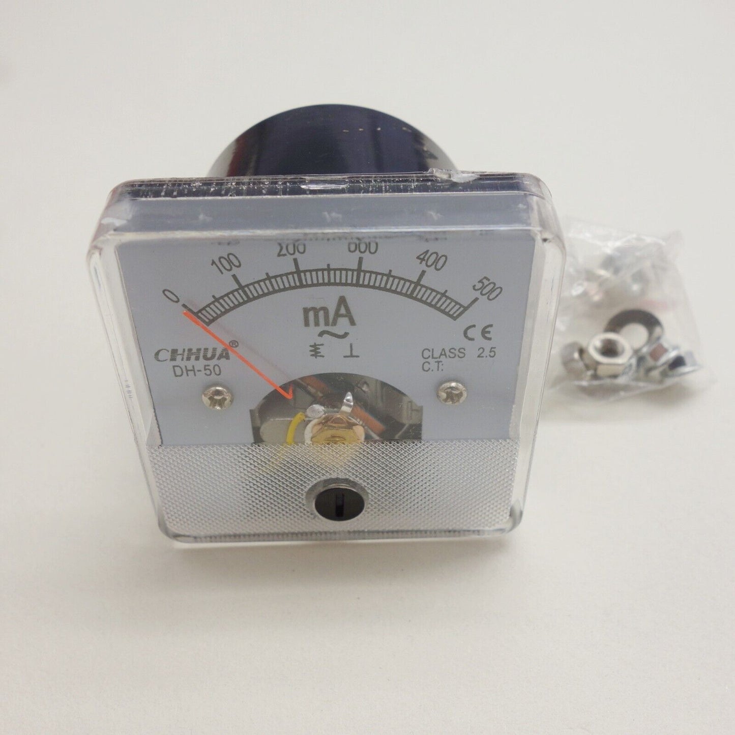 1PC AC 500mA Analog Ammeter Panel AMP Current Meter 50*50mm 0-500mA need't shunt