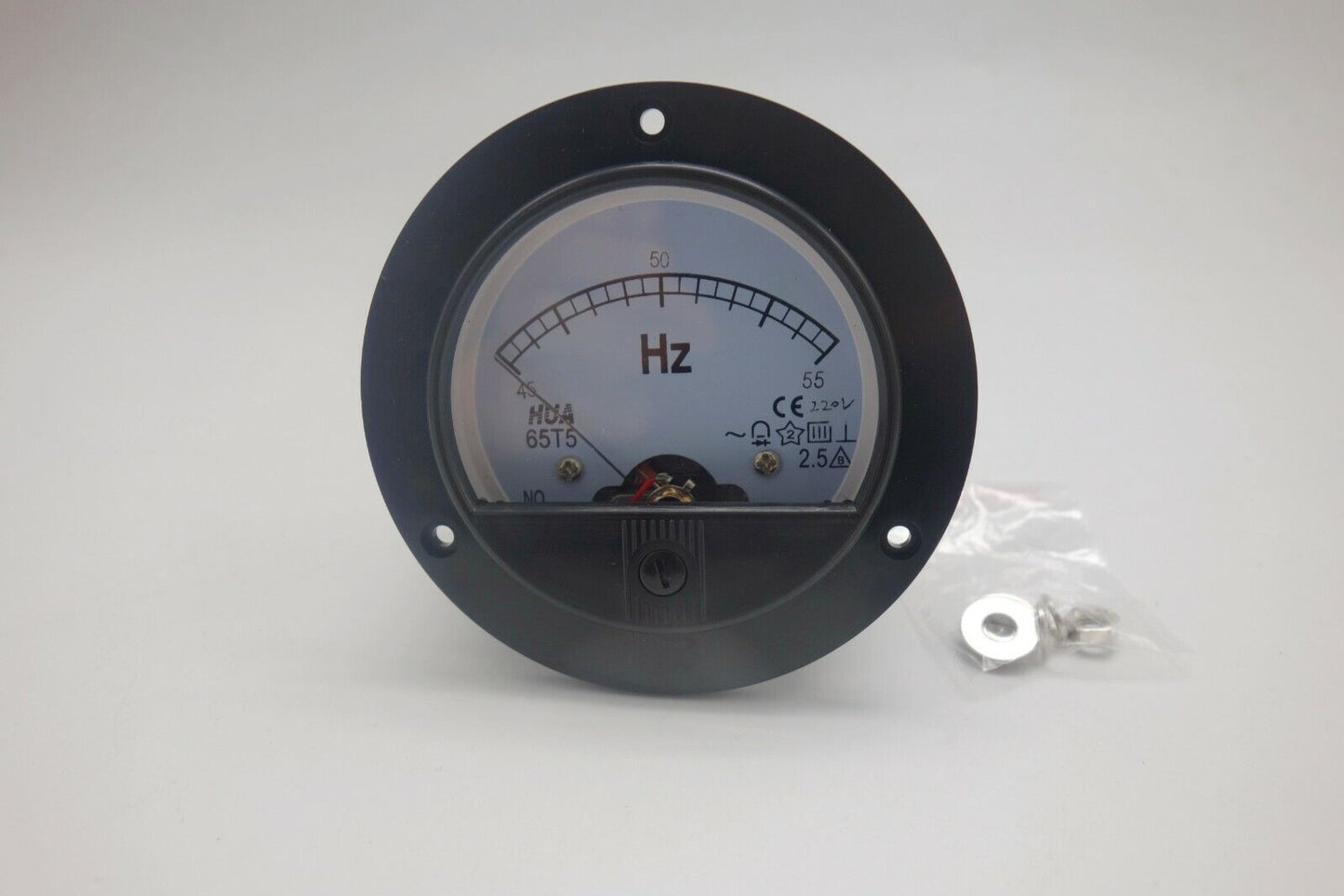 1PC Analogue Frequency Panel Meter 45-55HZ 220V Round Dia.90mm 65T5 plastic