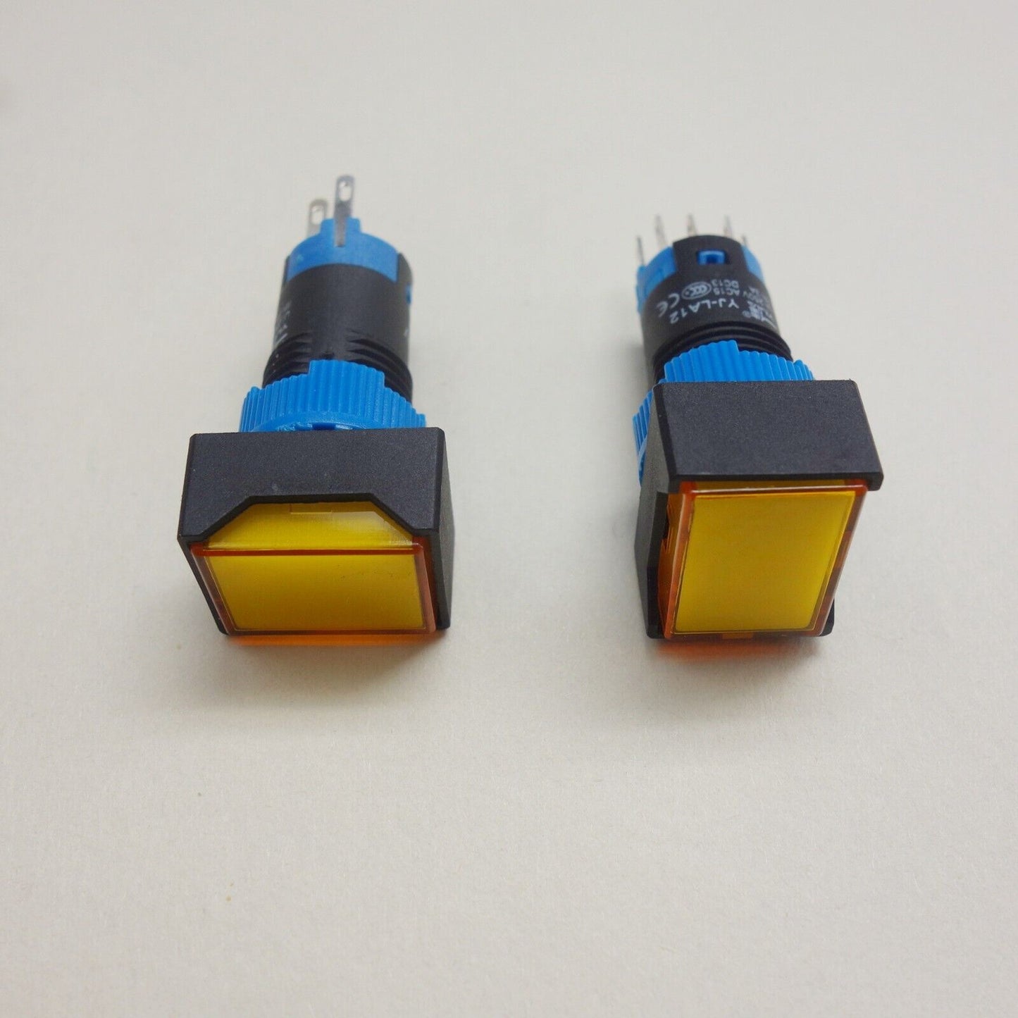 2PCS 12MM Yellow LED ILLUMINATED Rectangular Momentary PUSH BUTTON 2NO/2NC 2POLE