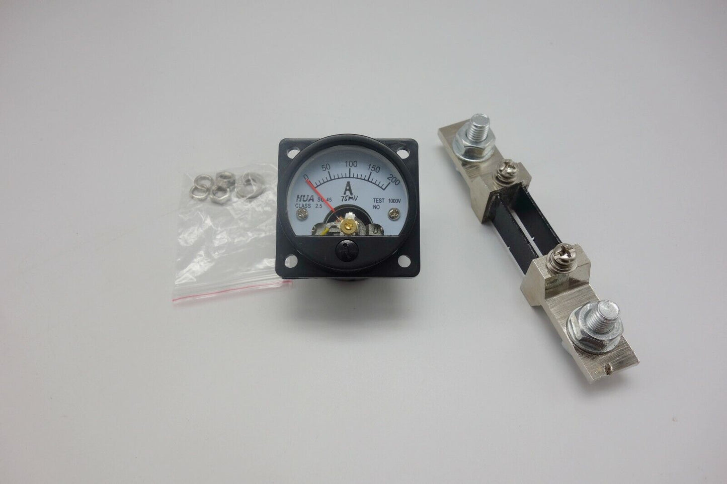 1PC DC 0-200A Analog Ammeter Panel AMP Current Meter SO45 Cutout 45mm with Shunt