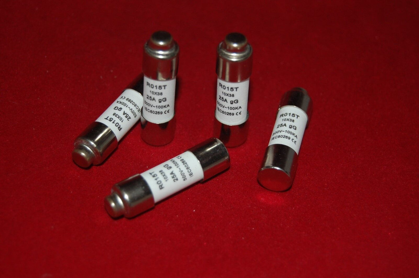 5Pcs ATQR 500V 25A 10 x 38mm Cylindrical Fuse Link gG RO15T Time delay