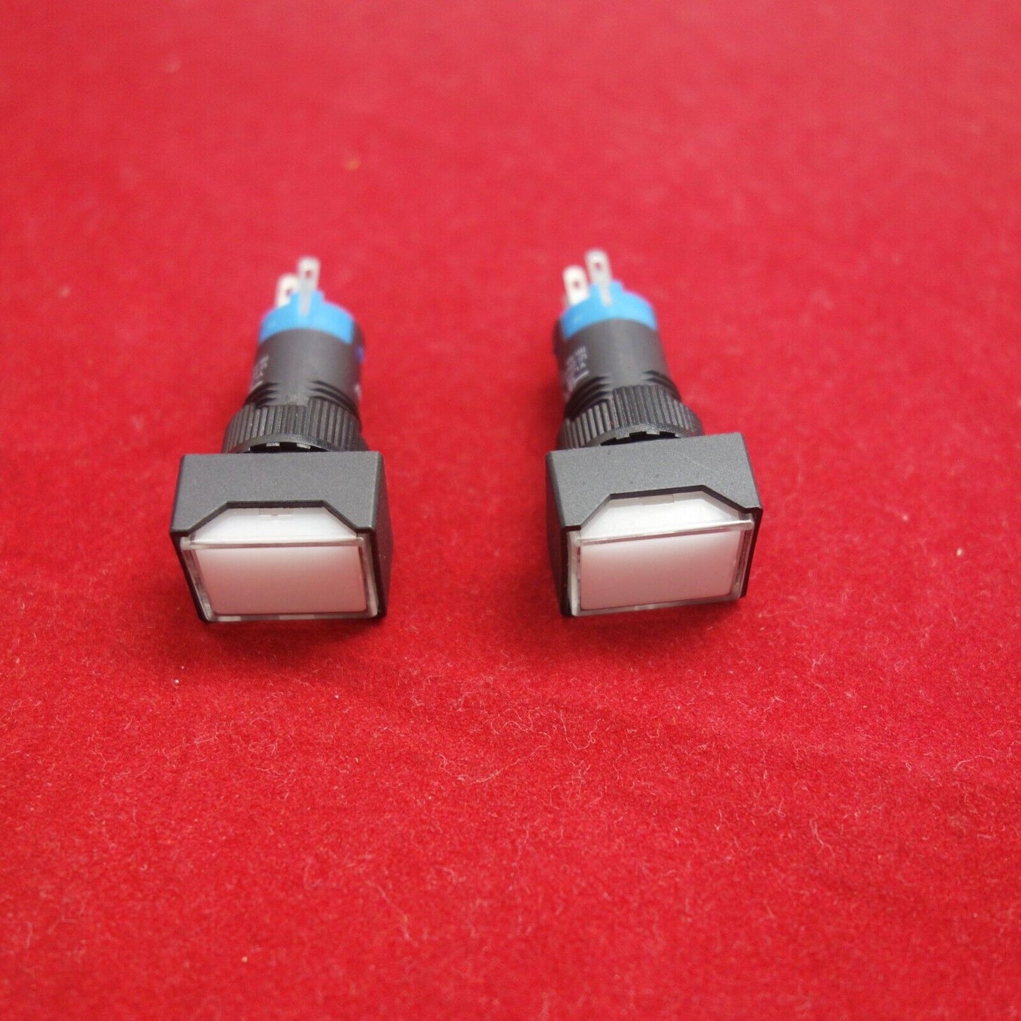 2PCS 12MM White LED ILLUMINATED Rectangular Latching PUSH BUTTON 2NO/2NC 2POLES