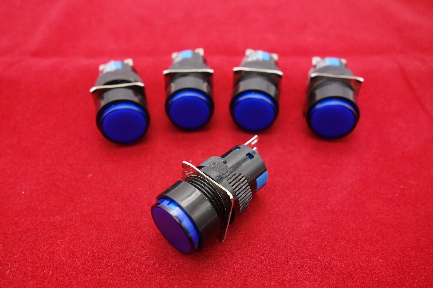 5PCS 16MM Blue ROUND Momentary PUSH BUTTON SWITCH 3 PINS 250V 3A