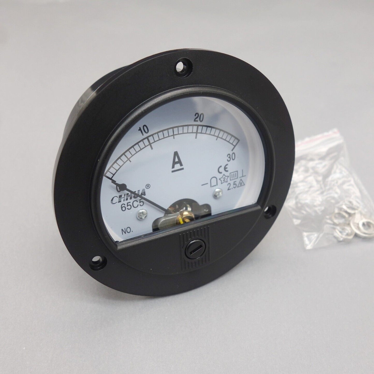 DC 30A Round Analog Ammeter Panel AMP Current Meter Dia. 90mm Direct Connect